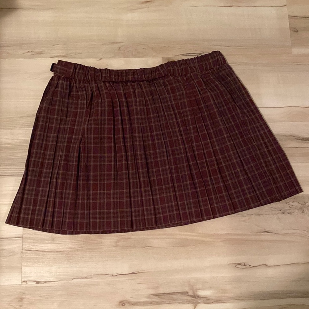 Plaid skirt with clip
